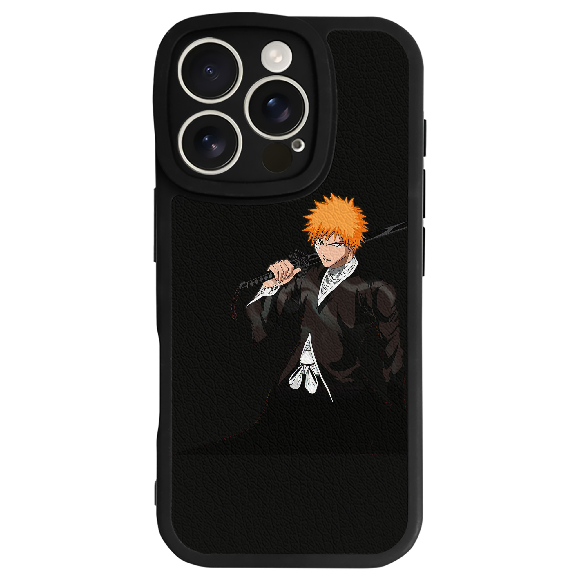 ブリーチ 黒崎一護（くろさき いちご）BLEACH Kurosaki Ichigo 【iPhone 16シリーズ対応】シリコンスマホケース（レザー調） 材質：シリコン